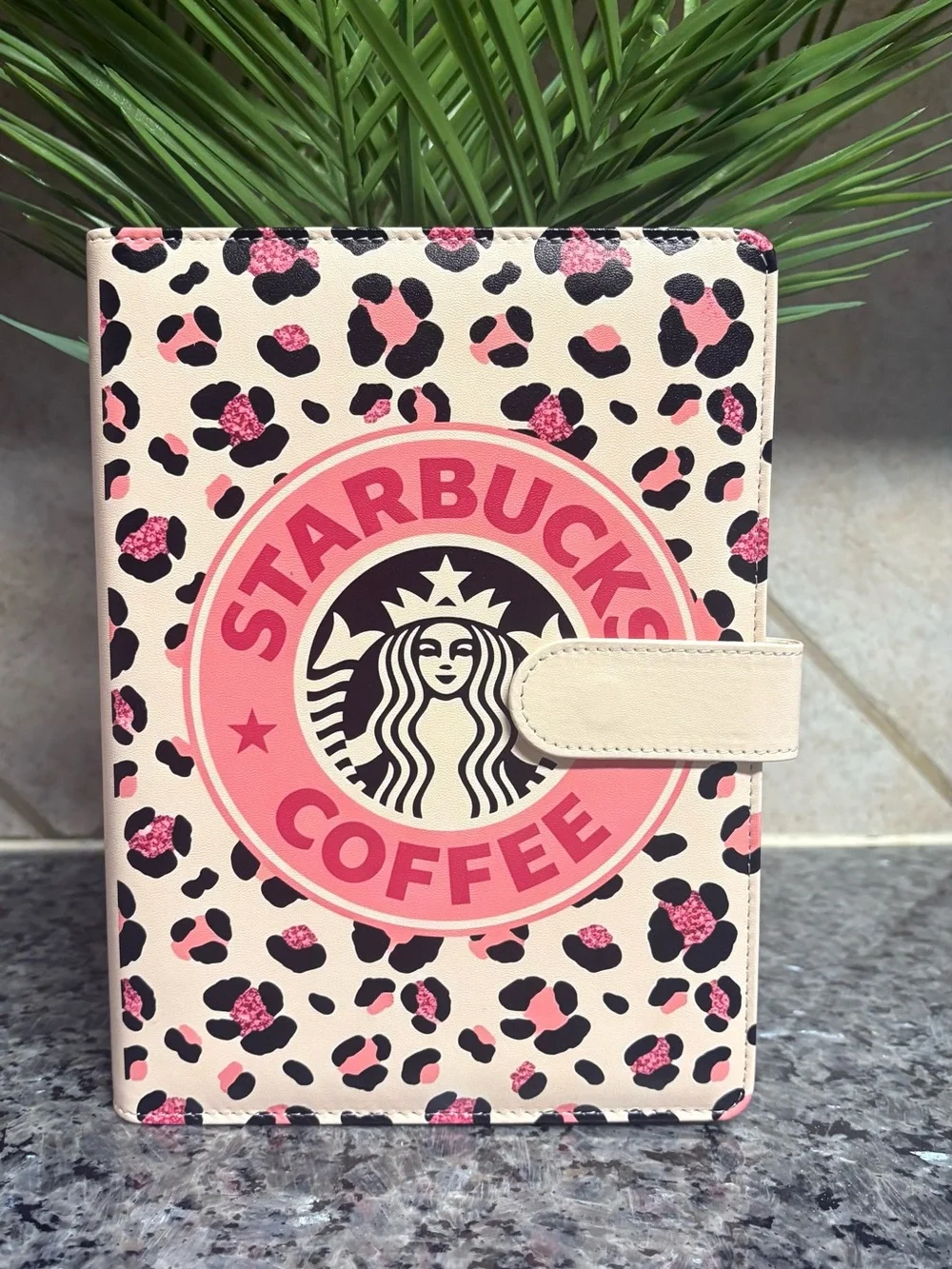 Starbucks Coffee Custom A5 Leopard Binder with 50 lined paper included.